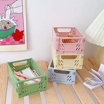 4 Pack Collapsible Storage Crate - Versatile Folding Baskets for Every Space