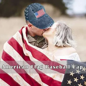4th of July Independence Day American Patriotic Flag Hat Unisex Vintage Embroidery Washed Distressed Cotton Baseball Cap Adjustable USA Trucker Dad Baseball Hat