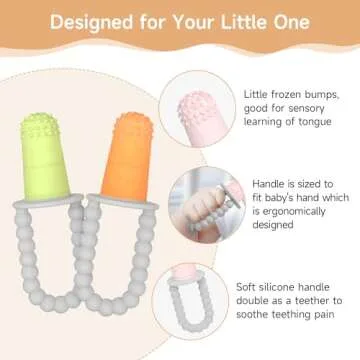 Morlike Baby Tiny Pops, 100% Silicone Popsicle Mold for Infants 4 Months +, Breastmilk Ice Pop Molds Teethers for Teething Relief, Baby Essentials, BPA Free & Dishwasher Safe (Grey)