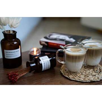 AMEDY'S Set Of 4 Insulated Double Wall Glasses With Handles – Durable 12 Oz (350 ml) Tea Cups | Latte Glasses | Double Wall Coffee Cups | Double Walled Coffee Mugs | Double Wall Glass Coffee Mugs