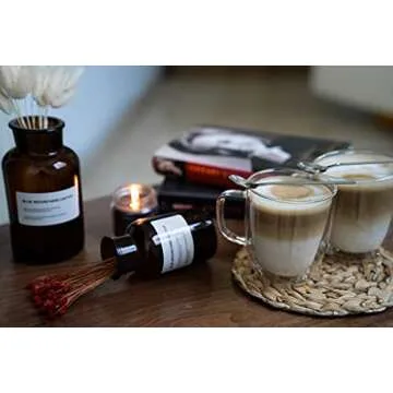 AMEDY'S Set Of 4 Insulated Double Wall Glasses With Handles – Durable 12 Oz (350 ml) Tea Cups | Latte Glasses | Double Wall Coffee Cups | Double Walled Coffee Mugs | Double Wall Glass Coffee Mugs