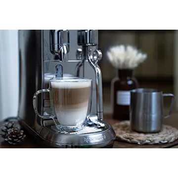 AMEDY'S Set Of 4 Insulated Double Wall Glasses With Handles – Durable 12 Oz (350 ml) Tea Cups | Latte Glasses | Double Wall Coffee Cups | Double Walled Coffee Mugs | Double Wall Glass Coffee Mugs