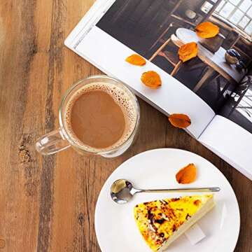 AMEDY'S Set Of 4 Insulated Double Wall Glasses With Handles – Durable 12 Oz (350 ml) Tea Cups | Latte Glasses | Double Wall Coffee Cups | Double Walled Coffee Mugs | Double Wall Glass Coffee Mugs