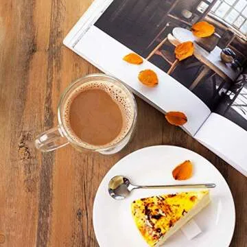 AMEDY'S Set Of 4 Insulated Double Wall Glasses With Handles – Durable 12 Oz (350 ml) Tea Cups | Latte Glasses | Double Wall Coffee Cups | Double Walled Coffee Mugs | Double Wall Glass Coffee Mugs