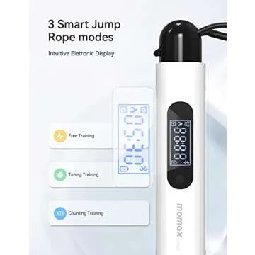 Momax Smart Jump Ropes for Fitness, Cordless Skipping Rope with APP, Adjustable Workout Jump Ropes with Counter, Digital Jump Rope for Men Women Kids, Indoor Outdoor Home Gym Exercise, Smart Hop