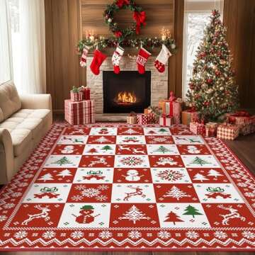 BEIMO Christmas Runner Rug 2x5 Washable Rug for Entryway Hallway Kitchen Bedroom, Christmas Home Decor, Holiday Print Carpet, Low Pile Mat with Non Slip Backing, Christmas Pattern Print