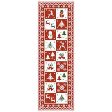 BEIMO Christmas Runner Rug 2x5 Washable Rug for Entryway Hallway Kitchen Bedroom, Christmas Home Decor, Holiday Print Carpet, Low Pile Mat with Non Slip Backing, Christmas Pattern Print