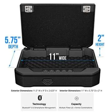 VAULTEK VS20 Bluetooth 2.0 Smart Handgun Safe with Auto-Open Lid and Rechargeable Battery (Covert Bl...