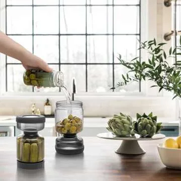 WhiteRhino Pickle Jar with Strainer Flip,34oz Pickle Container with LeakProof,Glass Pickle Juice Separator Jar Flip Pickle and Olive Hourglass Pickle Flip Jar