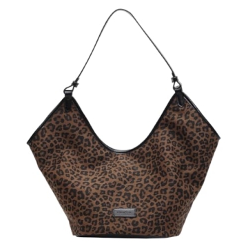 YFGBCX Trendy Cheetah Hobo Bag for Women - Spacious Faux Suede Tote