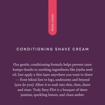 Pure Romance Conditioning Shave Cream - Truly Sexy Flirt - Jojoba Oil & Gentle Formula for Sensitive Skin - Prevents Razor Bumps & Ingrown Hairs - Exquisite Jasmine & Lemon Scent, 8 Fl Oz