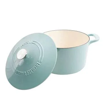 Martha Stewart 4-Quart and 7-Quart Enamel on Cast Iron Dutch Ovens, 2 Pack (Blue)