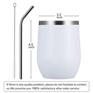 MEWAY 12 OZ Insulated Stemless Wine Tumbler with Lid