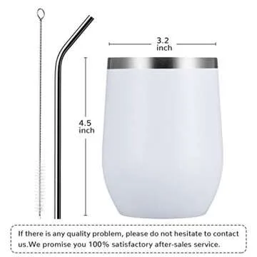 MEWAY 12 OZ Insulated Stemless Wine Tumbler with Lid