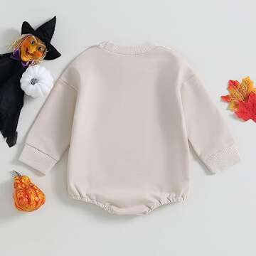Endorothii Baby Halloween Clothes Girl Boy Spooky Vibes Romper Sweatshirt Long Sleeves Bubble Bodysu...