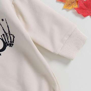 Endorothii Baby Halloween Clothes Girl Boy Spooky Vibes Romper Sweatshirt Long Sleeves Bubble Bodysuit Outfit (Spooky Vibes, 0-3 Months)