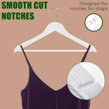 Amber Home 30 Pack White Wooden Hangers, White Wood Coat Hangers with Non Slip Pant Bar, Clothes Hangers for Shirts, Jackets, Dress (White, 30)