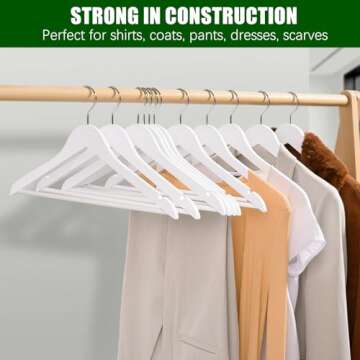 Amber Home 30 Pack White Wooden Hangers, White Wood Coat Hangers with Non Slip Pant Bar, Clothes Hangers for Shirts, Jackets, Dress (White, 30)