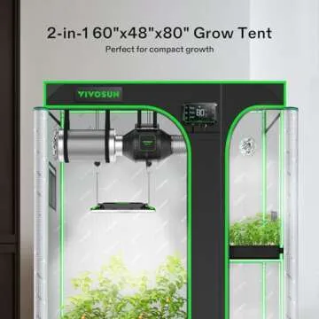 VIVOSUN D548 2-in-1 5x4 Grow Tent, 60"x48"x80" High Reflective Mylar with Multi-Chamber and Floor Tr...