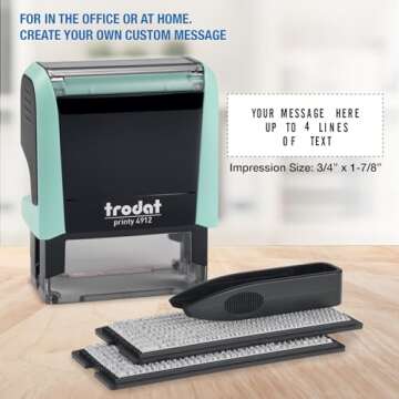 Trodat Printy 4912 Self Inking Pastel Green Do it Yourself (DIY) 4 line Personalized Custom Message or Address Stamp kit with Black Ink, Impression Size: 3/4” x 1-7/8” inch