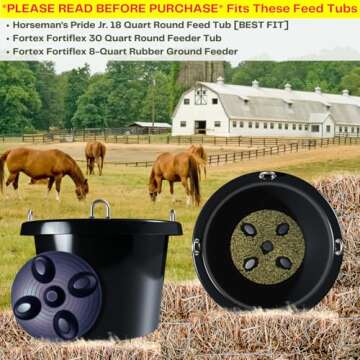 Drop 'N' Slow® Patented Portable Equine Slow Feeder Insert Designed to Reduce Choke, Curb Bad Eating Habits and Promote Healthy Digestion in Horses - Fits 12 Inch Round Feed Tubs