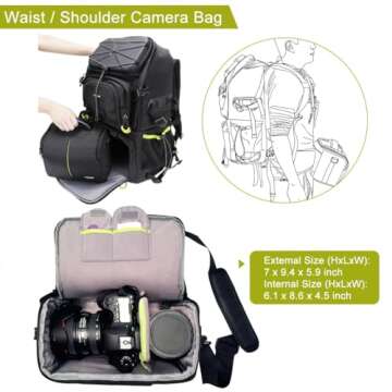 Endurax Camera Backpack Large DSLR/SLR Mirrorless Photography Camera Bag Extra Large Travel Hiking with 15.6 Laptop Compartment Waterproof Rain Cover
