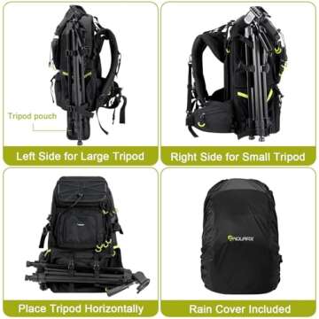 Endurax Camera Backpack Large DSLR/SLR Mirrorless Photography Camera Bag Extra Large Travel Hiking with 15.6 Laptop Compartment Waterproof Rain Cover