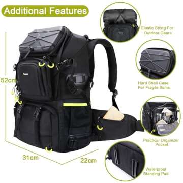 Endurax Camera Backpack Large DSLR/SLR Mirrorless Photography Camera Bag Extra Large Travel Hiking with 15.6 Laptop Compartment Waterproof Rain Cover