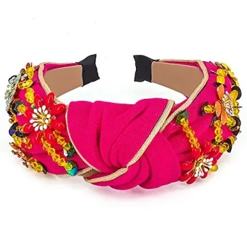 QTMY Rhinestone Crystal Wide Headbands Knot Turban Fashion Vintage Hairband Elastic Hair Hoops Hair ...