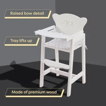 KidKraft Tiffany Bow Scalloped-Edge Doll High Chair - White