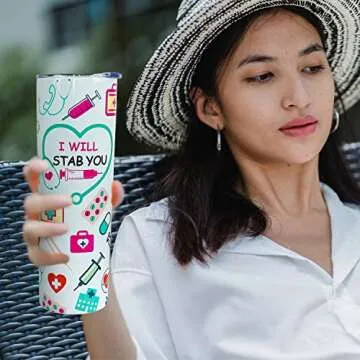 muanns Nurse Gifts for Women - Nurse Tumbler Nurse Coffee Mug Cup with Lid and Straw - 20 Oz Stainless Steel Insulated Water Bottle - Gifts for Practitioner Nurse Nursing Student Men Women