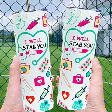 muanns Nurse Gifts for Women - Nurse Tumbler Nurse Coffee Mug Cup with Lid and Straw - 20 Oz Stainless Steel Insulated Water Bottle - Gifts for Practitioner Nurse Nursing Student Men Women