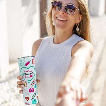 muanns Nurse Gifts for Women - Nurse Tumbler Nurse Coffee Mug Cup with Lid and Straw - 20 Oz Stainless Steel Insulated Water Bottle - Gifts for Practitioner Nurse Nursing Student Men Women