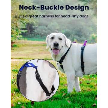 LufeLux Non-Restrictive Easy Walk Freedom No Pull Dog Harness, Keep Balance for Dogs, Neck-Buckle, Six Points Adjustment for Ultimate Fit, 2 Leash Attachments for Back and Front Clip (Purple/Black, S)
