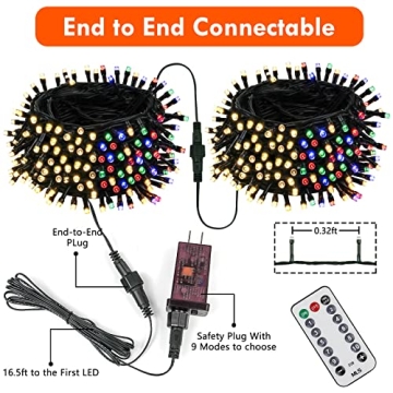 82FT 200 LED Color Changing Christmas String Lights