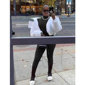 BORIFLORS Long Sleeve Jumpsuit for Women Sexy Turtleneck One Piece Bodycon Rompers Clubwear