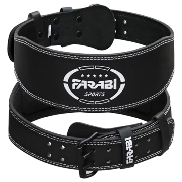 Farabi Sports Powerlifting Belt 100% Genuine Leather Weight Lifting Belt 4" wide Gym Belt Men and Wo...