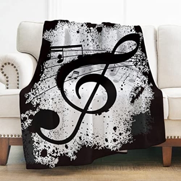 Cozy Levens Music Note Throw Blanket Gift for Music Lovers