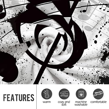 Cozy Levens Music Note Throw Blanket Gift for Music Lovers