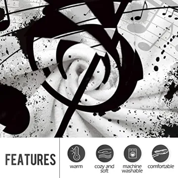Cozy Levens Music Note Throw Blanket Gift for Music Lovers