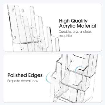MaxGear Acrylic Brochure Holder, 4 Inch Wide 4 Tier Clear Literature Display Stand Premium Plastic Pamphlet Holder, Multi Pocket Wall Mount or Countertop Organizer for Office or Home, 3 Pack