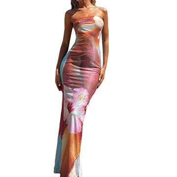 Elegant Women's Floral Off Shoulder Tube Maxi Dress