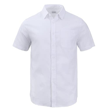 JEKAOYI Summer Linen Cotton Short Sleeve Shirt