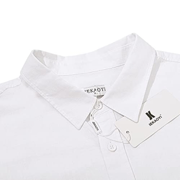JEKAOYI Summer Linen Cotton Short Sleeve Shirt