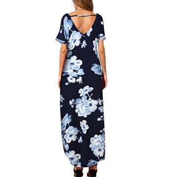 ZZER Women Casual Summer Loose Long Dress Beach Cover Up Cami Maxi Dresses with Pocket