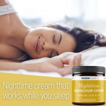 Magnesium Cream – Nighttime Magnesium Lotion – Apply to Legs, Buttocks, Arms or Chest – Topica...