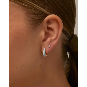 Elegant Blue Enamel Huggie Earrings - PAVOI Jewelry