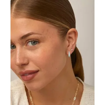 Elegant Blue Enamel Huggie Earrings - PAVOI Jewelry