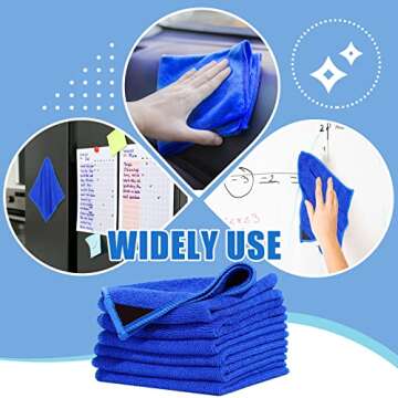 8 Packs Magnetic Cleaning Cloth Microfiber Dry Erase Eraser Magnetic Whiteboard Eraser Washable for Whiteboard Dry Erase Cloth for Home and Office, 10'' x 9.25''(Blue)