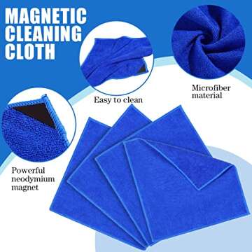 8 Packs Magnetic Cleaning Cloth Microfiber Dry Erase Eraser Magnetic Whiteboard Eraser Washable for Whiteboard Dry Erase Cloth for Home and Office, 10'' x 9.25''(Blue)